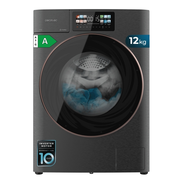cecotec bolero dresscode 12950 autodose direct drive 3d steel lavadora de carga frontal de 12kg 1400rpm autodosificacion 13 programas pantalla tactil 60x57.7x84.7cm color gris y negro