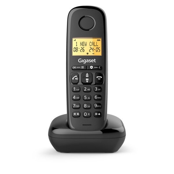 gigaset basic 100 telefono inalambrico dect con identificador de llamadas bloqueo de llamadas pantalla retroilluminada color negro