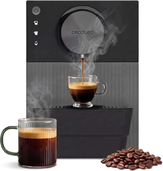 cecotec cremmaet cube black cafetera superautomatica 19bar deposito de 1.1l sistema de prensado y pre infusion sistema thermoblock pantalla tactil termoblock deposito de cafe de 110g 5 niveles de molido modo eco color negro