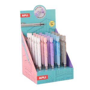 apli shake expositor con 25 portaminas 0.7mm permiten que la mina salga al agitarlos con goma colores surtidos