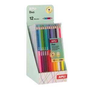 apli duo expositor con 6 packs de 12 lapices de colores de doble punta forma triangular colores surtidos