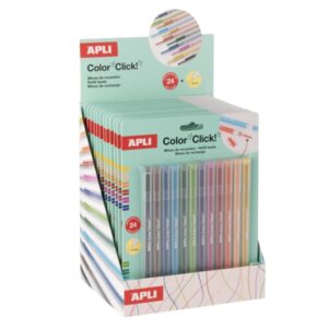 apli color clik expositor con 12 packs de 24 minas cada uno para portaminas color click colores surtidos