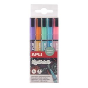 apli pack de 5 rotuladores de tiza liquida punta redonda 3mm secado rapido colores patel surtidos
