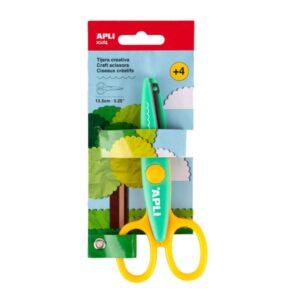 apli kids tijera escolar creativa 13.5cm corte dentado color verde/amarillo