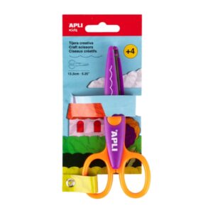 apli kids tijera escolar creativa 13.5cm corte curvo color morado/naranja