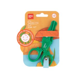 apli kids tijera preescolar 12cm sistema de seguridad que evita cortes en la piel, el pelo o la ropa con formas de animales diseño cocodrilo