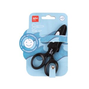apli kids tijera preescolar 12cm sistema de seguridad que evita cortes en la piel, el pelo o la ropa con formas de animales diseño orca