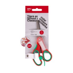 apli kids tijera escolar 13 cm punta redondeada ergonomica espacio para el nombre uso ambidiestro color rojo