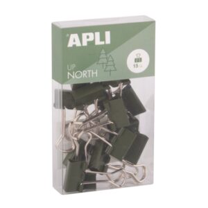 apli up north pack con 15 pinzas de metal 19mm color caqui