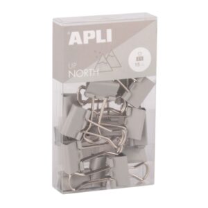 apli up north pack con 15 pinzas de metal 19mm color gris