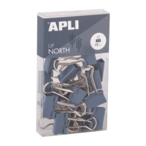 apli up north pack con 15 pinzas de metal 19mm color azul