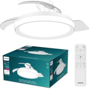 philips bliss dc fan ceiling ventilador de techo con luz led hasta 6500k aspas retractiles 35w ventilador + 28w luz mando a distancia color blanco