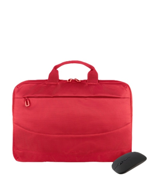 tucano idea maletin portatil 15,6" + raton inalambrico tamaño slim interior acolchado color rojo
