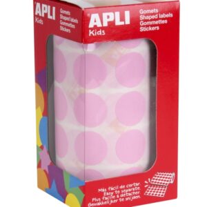 apli rollo de 1.770 gomets redondos Ø 20mm adhesivo permanente base agua libre de disolventes color rosa claro