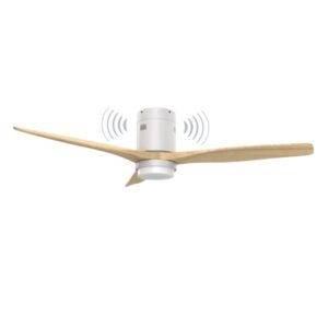 energy sistem soundair speaker ventilador de techo con luz motor dc altavoz 5w modo sleep y modo breeze luz led 1800lm con 3 tonos de temperatura mando a distancia color blanco/madera