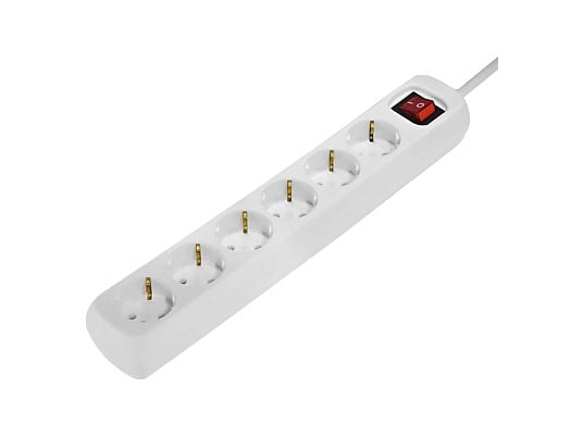hama regleta alimentacion con 6 tomas cable 1.4m interruptor de encendido 33.7x5.5x4.7cm color blanco