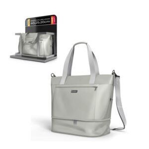 numada weekender w40 bolsa de viaje expandible capacidad hasta 35l poliester impermeable zapatero bolsillo para portatil hasta 15" cinta trasera bandolera ajustable asas color gris