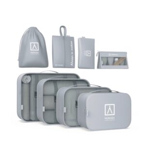 numada midweek a80 pack de 8 organizadores de maleta poliester impermeable malla semitransparente cremallera con doble tirador color gris claro