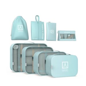 numada midweek a80 pack de 8 organizadores de maleta poliester impermeable malla semitransparente cremallera con doble tirador color azul