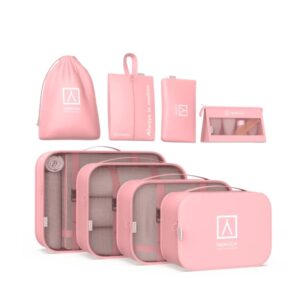 numada midweek a80 pack de 8 organizadores de maleta poliester impermeable malla semitransparente cremallera con doble tirador color rosa