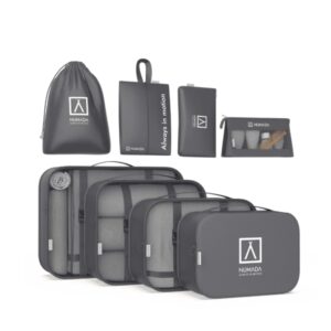 numada midweek a80 pack de 8 organizadores de maleta poliester impermeable malla semitransparente cremallera con doble tirador color gris oscuro