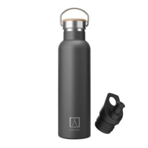 numada mibbot botella termica capacidad de 600ml tapon deportivo bolsa de neopreno 5 capas libre de bpa boca ancha cierre estanco 26.2x7.1cm color negro