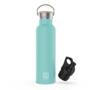 numada mibbot mint botella termica capacidad de 600ml tapon deportivo bolsa de neopreno 5 capas libre de bpa boca ancha cierre estanco 26.2x7.1cm color menta