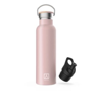 numada mibbot crepe botella termica capacidad de 600ml tapon deportivo bolsa de neopreno 5 capas libre de bpa boca ancha cierre estanco 26.2x7.1cm color rosa