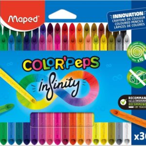 maped color`peps infinity pack de 36 lapices de colores de larga duracion hecho totalmente de mina colores surtidos
