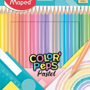 maped color´peps pastel pack de 24 lapices de colores triangulares mina suave madera certificada fsc colores pastel surtidos