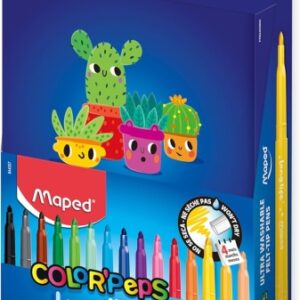 maped color`peps longlife pack de 15 rotuladores con punta media bloqueada 3.7mm tinta lavable colores surtidos