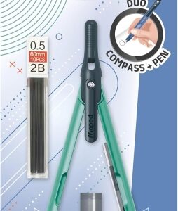 maped duo+pen pack de compas duo + cajita de minas compas que se puede utilizar como portaminas clip de bolsillo colores surtidos aleatorios
