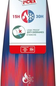 maped picnik botella isotermica 0.5l doble pared de acero inoxidable liquidos calientes hasta 15h, frios hasta 30h color azul/rojo