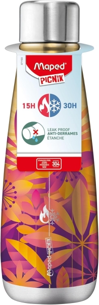 maped picnik solaris botella isotermica 0.5l doble pared de acero inoxidable liquidos calientes hasta 15h, frios hasta 30h