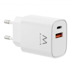 ewent ew1326 cargador gan 30w 1xusb c pd3.0 qc3.0 1xusb a qc3.0 color blanco