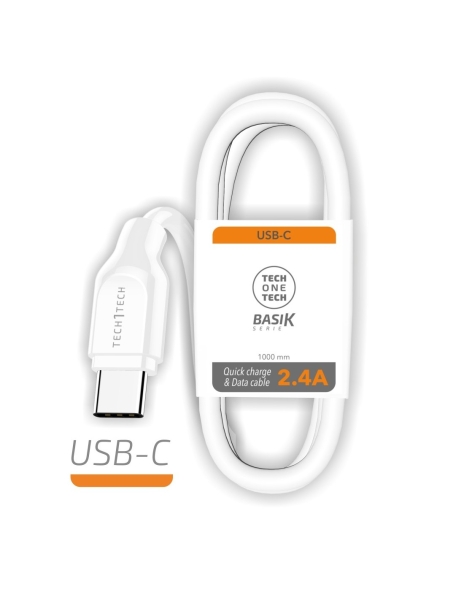 techonetech cable basik usb a macho a usb c macho 1m recubierto nylon trenzado blanco