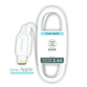 techonetech cable basik usb a macho a lightning 1m recubierto nylon trenzado blanco