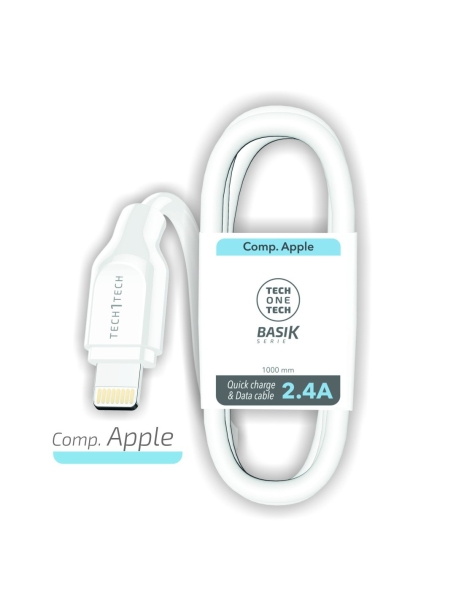 techonetech cable basik usb a macho a lightning 1m recubierto nylon trenzado blanco