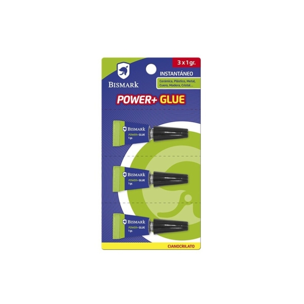 bismark power+ glue pack con 3 tubos de pegamento de contacto 3x 1gr se aplica facilmente
