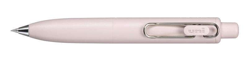 uni ball one p boligrafo retractil con punta fina 0.5mm agarre suave y comodo tinta color negro cuerpo de color rosa peach