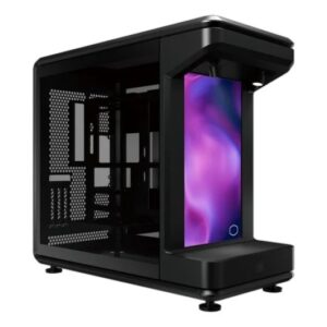 cooler master masterframe 360 stage lcd caja atx 2x usb a 3.2 1x usb c 4.0 1x audio y micro pantalla 15,6" fhd focos argb color negro