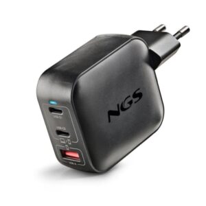 ngs bud tiny cargador gan universal de pared 100w ultrarrapido 2x usb c pd & pps, 1x usb a qc 3.0 color negro