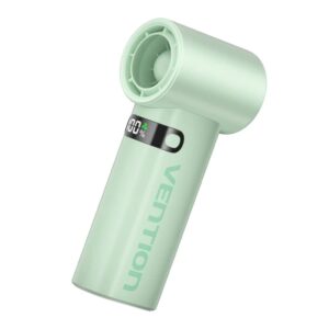 vention pbe ventilador de mano velocidad maxima 17000rpm nivel regulable de 1 a 100 bateria de 3000mah pantalla led conexion usb c ligero y compacto color verde