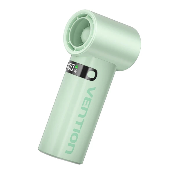 vention pbe ventilador de mano velocidad maxima 17000rpm nivel regulable de 1 a 100 bateria de 3000mah pantalla led conexion usb c ligero y compacto color verde