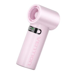 vention pbe ventilador de mano velocidad maxima 17000rpm nivel regulable de 1 a 100 bateria de 3000mah pantalla led conexion usb c ligero y compacto color rosa