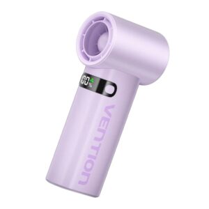 vention pbe ventilador de mano velocidad maxima 17000rpm nivel regulable de 1 a 100 bateria de 3000mah pantalla led conexion usb c ligero y compacto color morado