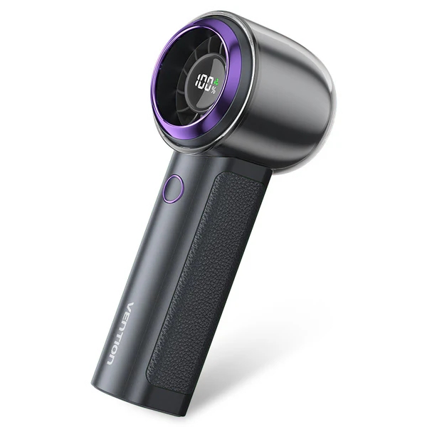 vention pbb ventilador de mano velocidad maxima 13000rpm nivel regulable de 1 a 100 bateria de 3000mah conexion usb c ligero y compacto color negro/morado