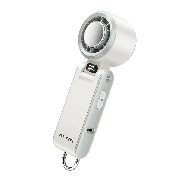 vention pbc ventilador de mano velocidad maxima 13000rpm nivel regulable de 1 a 100 funcion frio bateria de 3000mah pantalla led conexion usb c ligero y compacto color blanco