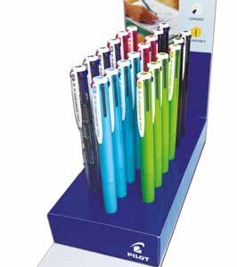 pilot supergrip g 4 colores expositor con 20 boligrafos de bola retractiles tinta con base de aceite cuerpo de colores surtidos