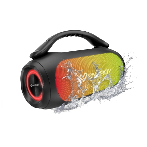 energy sistem neobeat altavoz 60w bluetooth 5.4 tecnologia true wireless funcion deep bass hasta 12 horas de autonomia resistente a salpicaduras luces led radio fm, usb y microsd color negro